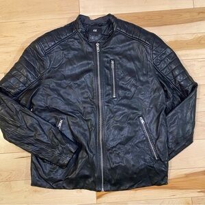 🤍 Black Faux Leather Biker Jacket